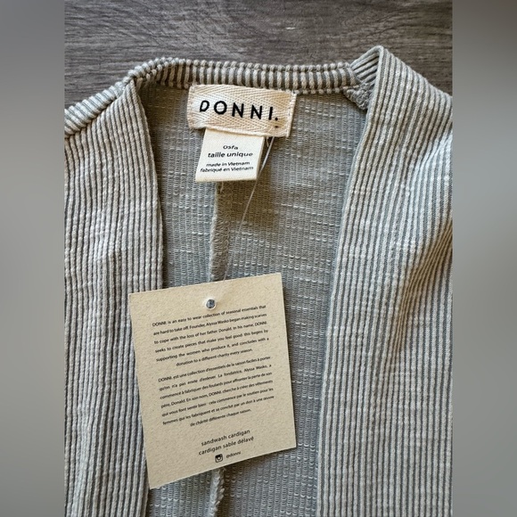 NWT DONNI. Ribbed Cream Cardigan Size: OS - Picture 7 of 11